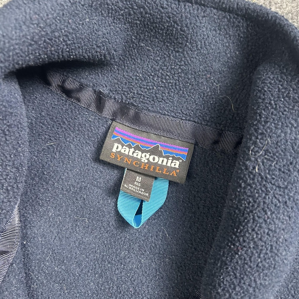 Patagonia Vest Mens Medium Red Navy Synchilla Fleece Zip Pockets Outdoor Hiking - Picture 2 of 6